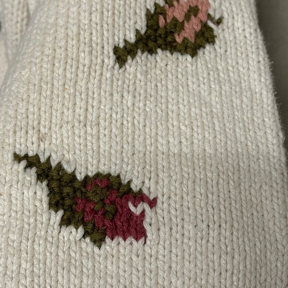 Jennifer Reed Vintage Knitted by Hand Floral Ramie Cotton Sweater Women's S - Picture 2 of 7